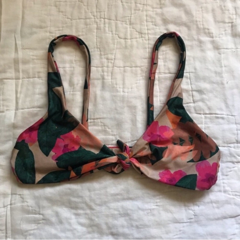 Stone Fox Swim Floral Bikini Top - Pink and Green